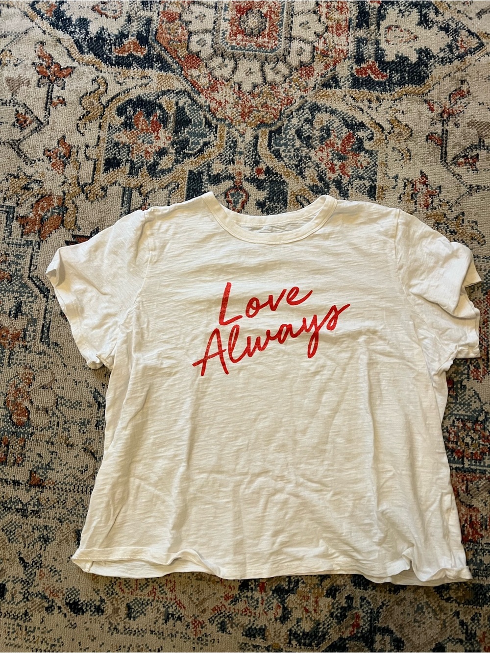 Old Navy White Tee with Red "Love Always" Script